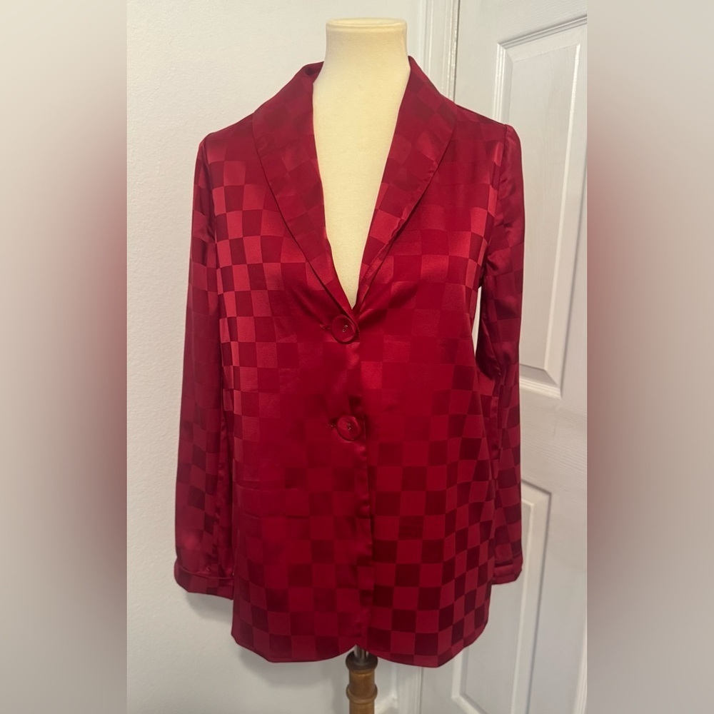 Show Me Your Mumu Felix Blazer Red Checkerboard Cool Boss Retro Loose Size XS